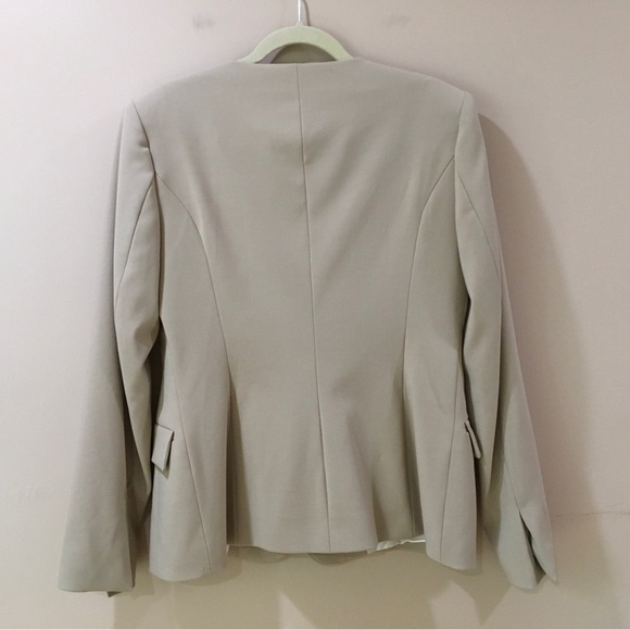 Zara Tailored Blazer Jacket buttons beige size L Womens - Picture 4 of 10